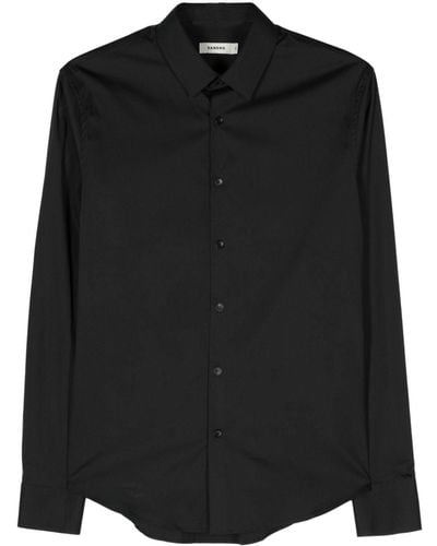 Sandro Popeline Overhemd Met Klassieke Kraag - Zwart