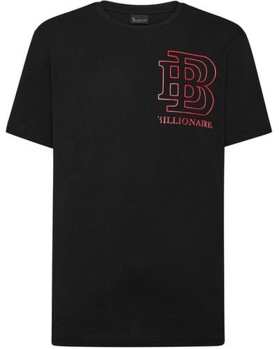 Billionaire T-Shirt mit Logo-Applikation - Schwarz