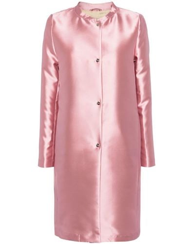 Herno Satin-finish Single-breasted Coat - Pink