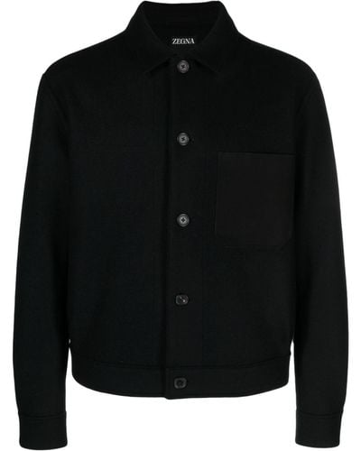 Zegna Wool Blend Shirt Jacket - Black