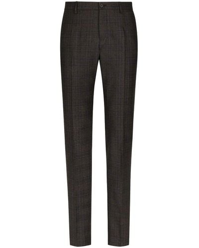 Dolce & Gabbana Check-pattern Wool Tailored Pants - Black