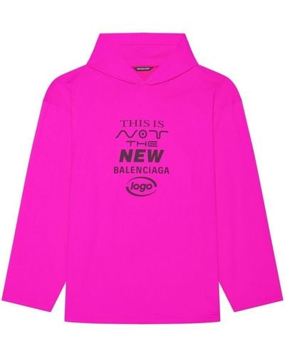 Balenciaga Hooded Long-sleeve T-shirt - Pink