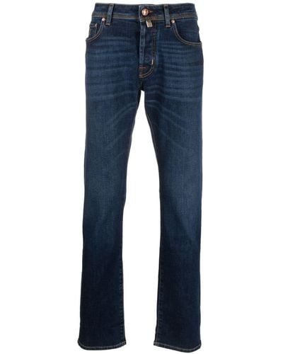 Jacob Cohen Straight-Leg-Jeans mit Logo-Patch - Blau