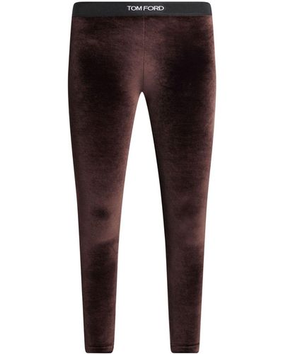 Tom Ford Leggings con banda logo - Marrone