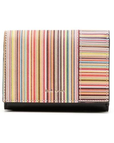 Paul Smith Signature Stripe Tri-fold Leather Wallet - Pink