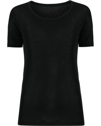 Yohji Yamamoto T-shirt en coton à col large - Noir