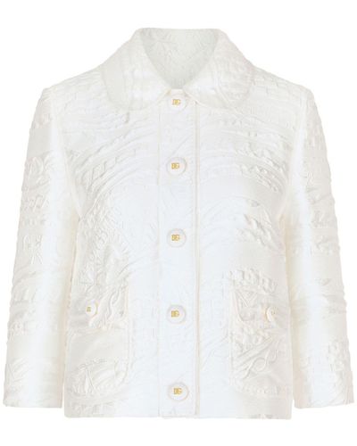 Dolce & Gabbana ブロケード ラウンドカラー ジャケット - ホワイト