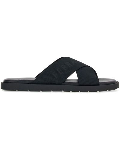 Ferragamo Logo-jacquard Crossover Strap Sandals - Black