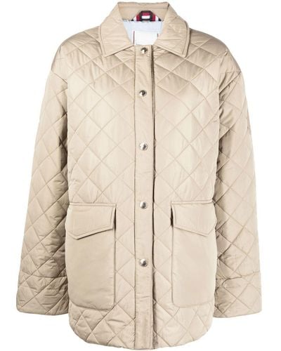 Tommy Hilfiger Button-up Quilted Coat - Natural