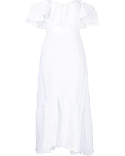 Reformation Baela Linen Off-shoulder Dress - White