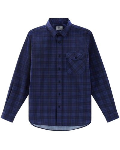 Woolrich Dobby Checked Shirt - Blue