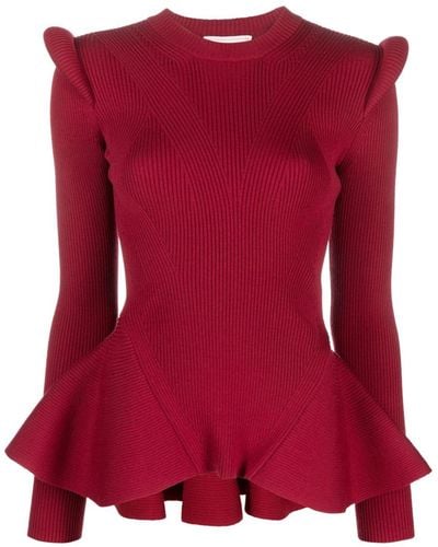Alexander McQueen Long-sleeve Knitted Top - Red