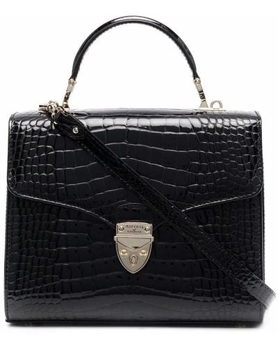 Aspinal of London Mayfair Crocodile-embossed Leather Bag - Black