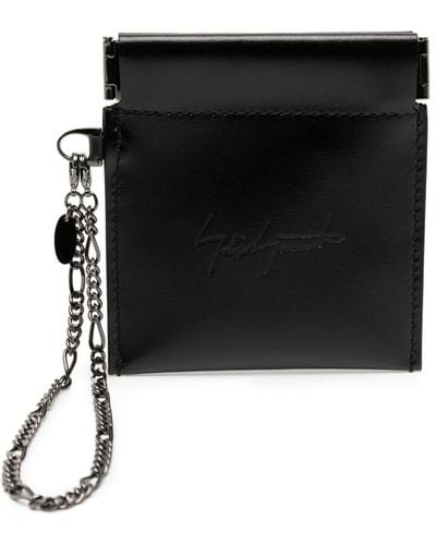 Yohji Yamamoto Logo-debossed Leather Pouch - Black