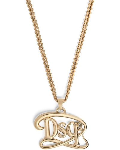 DSquared² Collar de cadena con colgante del logo DSQ2 - Metálico