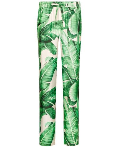 Dolce & Gabbana Lounge-Hose aus Seide mit Banano-Print - Grün