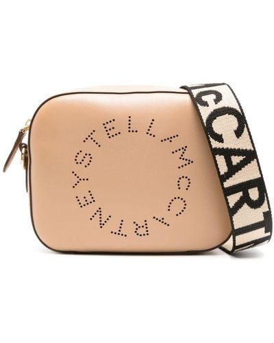 Stella McCartney Logo Perforated Crossbody Bag - Natural