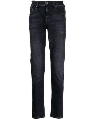 7 For All Mankind Halbhohe Slim-Fit-Jeans - Blau