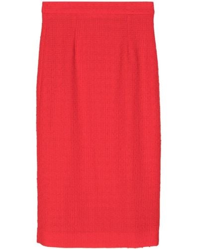 Jane Sloane High-waisted Tweed Skirt - Red