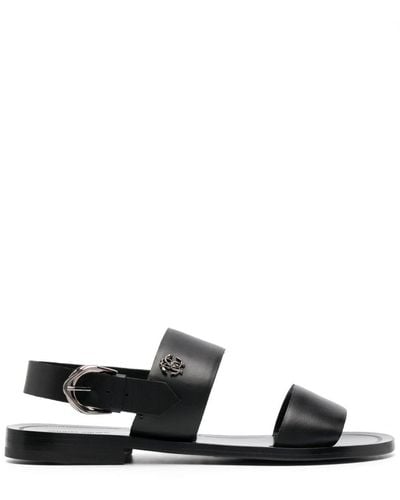 Roberto Cavalli Logo-plaque Leather Sandals - Black