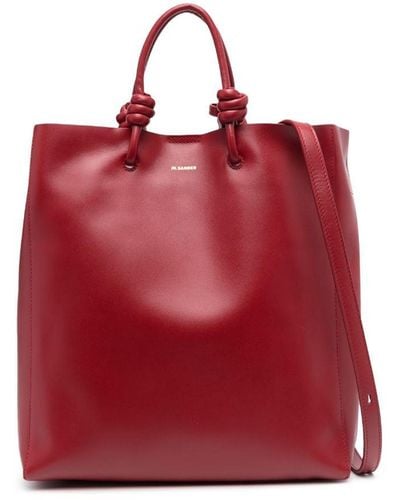 Jil Sander Logo-print Leather Tote Bag - Red