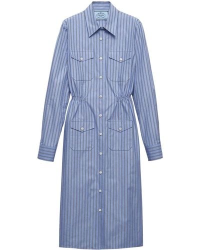 Prada Striped Chambray Shirtdress - Blue