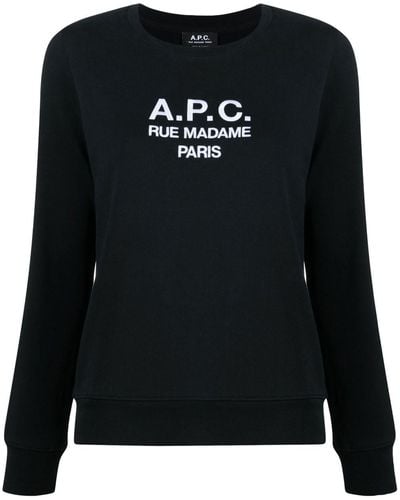 A.P.C. Sweatshirt mit Logo-Stickerei - Schwarz