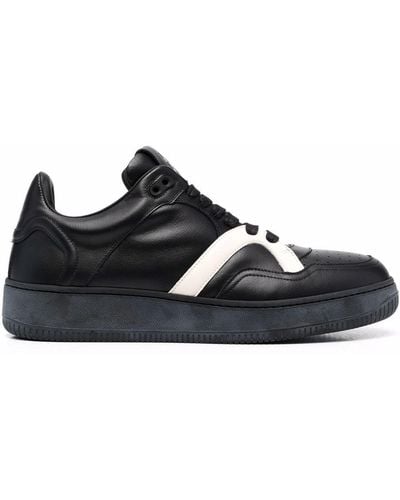 Human Recreational Services Two-tone Leather Sneakers - Black
