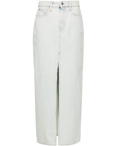 Calvin Klein Mid-rise Denim Midi Skirt - White