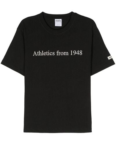 Diadora Embroidered-slogan Cotton T-shirt - Black
