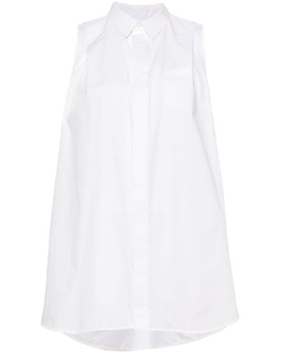 Sacai Pleat-detail cotton minidress - Blanco