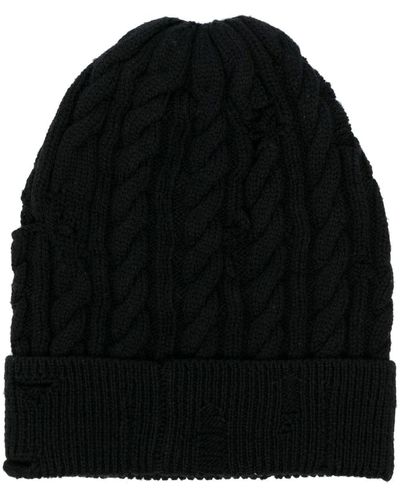 Roberto Cavalli Beanie im Distressed-Look - Schwarz