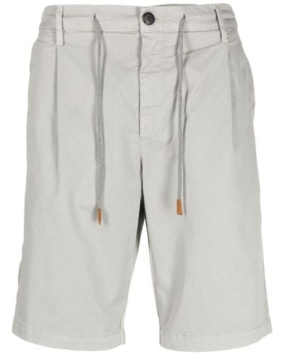 Eleventy Drawstring-waistband Cotton Shorts - Gray