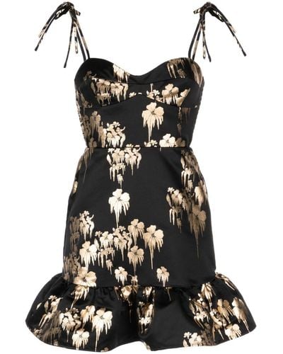 Cynthia Rowley Floral-print Foiled-finish Minidress - Black