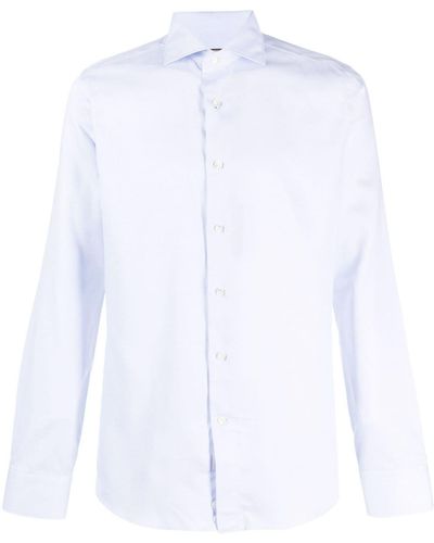 Canali Spread-collar Cotton Shirt - White