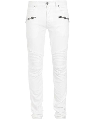 Balmain Jeans bianchi a vita bassa e taglio slim - Bianco