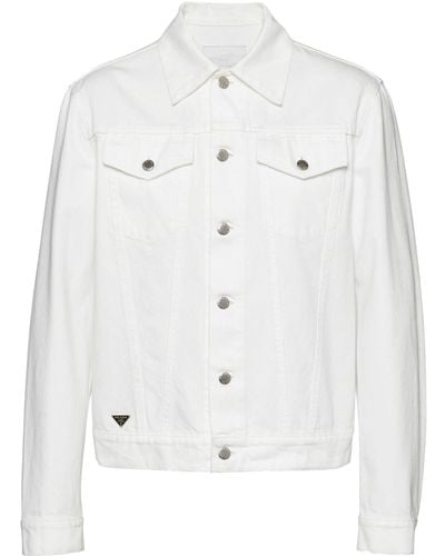 Prada Blouson Bull Denim Jacket - White