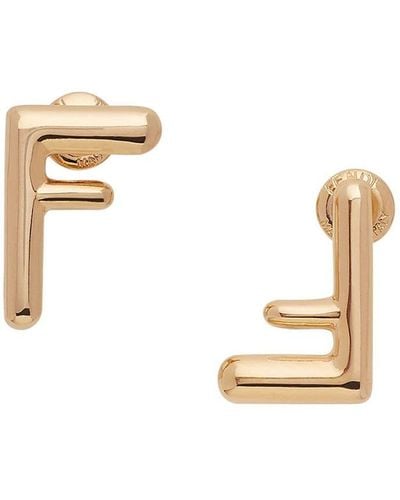 Fendi F Logo-shape Earrings - Metallic
