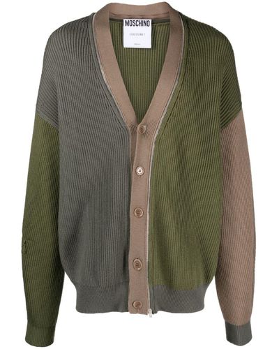 Moschino Colour-block Wool Cardigan - Green