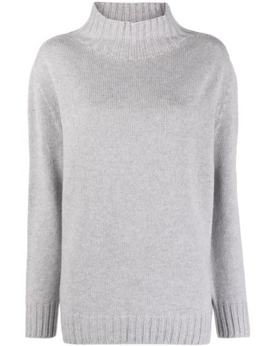 Le Tricot Perugia High-neck Wool-blend Sweater - Grey