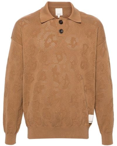 Emporio Armani Logo-intarsia Knitted Polo Shirt - Brown