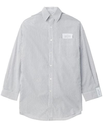 ROKH Striped Classic-collar Shirt - White