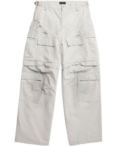 Balenciaga Distressed Cargo Trousers - White