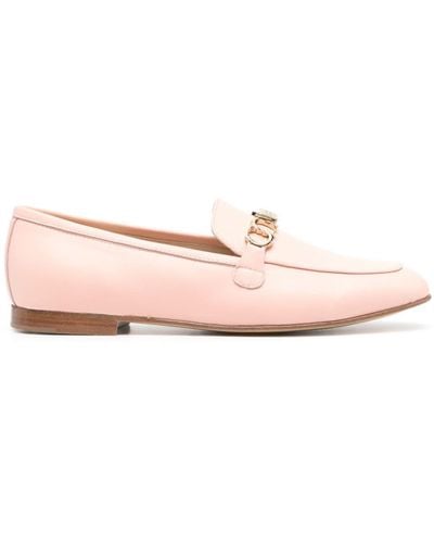 Casadei Logo Plaque Leather Loafers - Pink