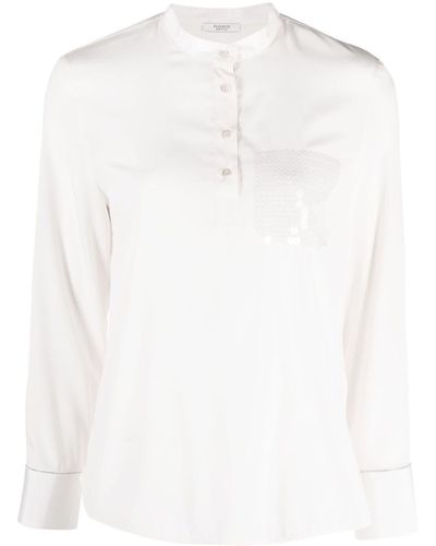 Peserico Long-sleeve Silk Polo Shirt - White