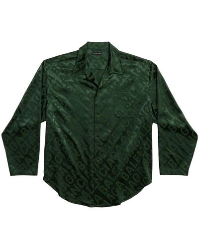Balenciaga Logo-patterned Satin Shirt - Green