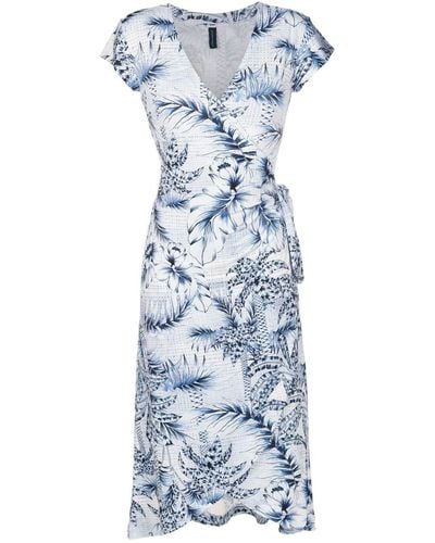 Lygia & Nanny Palm-tree Print Wrap Dress - Blue