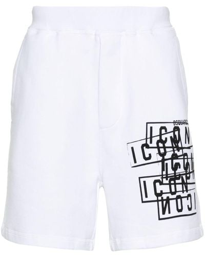 DSquared² Icon Stamps cotton track shorts - Weiß