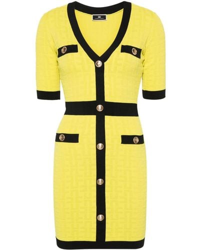 Elisabetta Franchi Monogram-embossed Mini Dress - Yellow