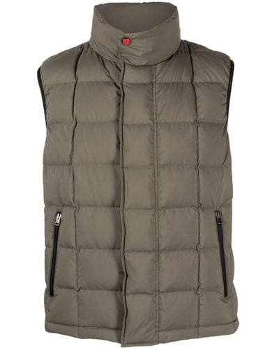 Kiton Zip-up Quilted Down Gilet - Green